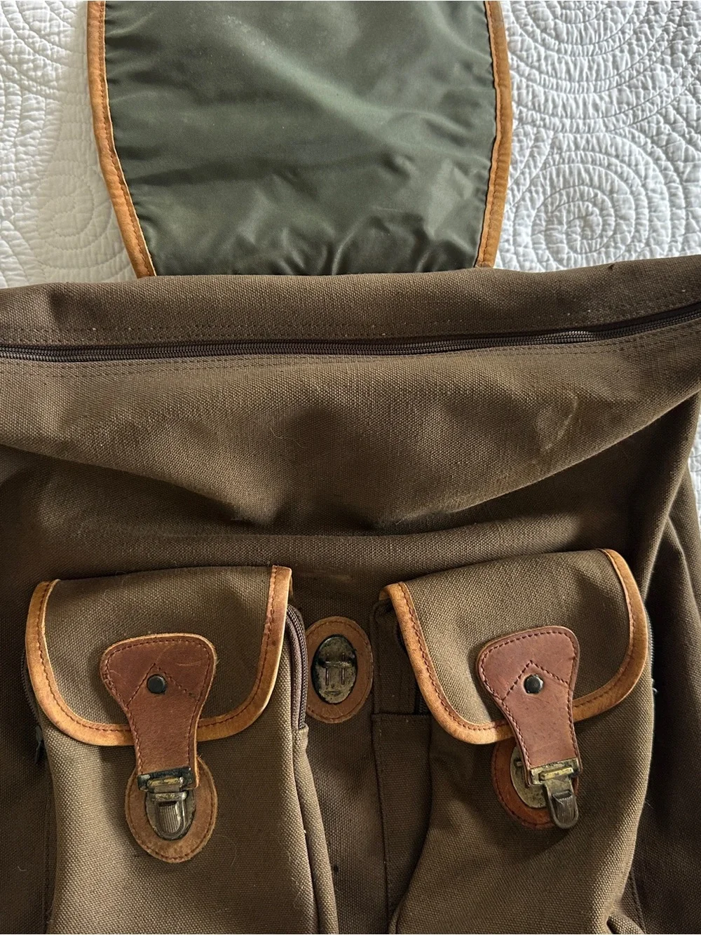 Vintage High Sierra Vintage Canvas Leather Backpack Brown Rucksack Hiking School